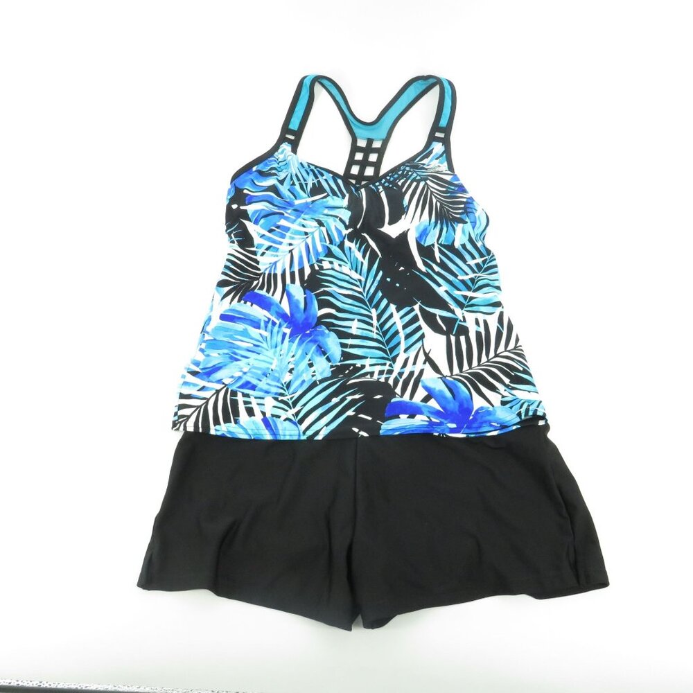 Zeroxposur Women's 2 Piece Black Blue Swim Suit Set Medium NWT $94